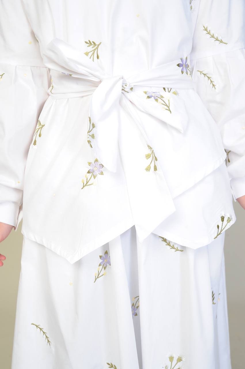 white closeup (ADULT) ELENORE TOP & SKIRT -WHITE - Image 4