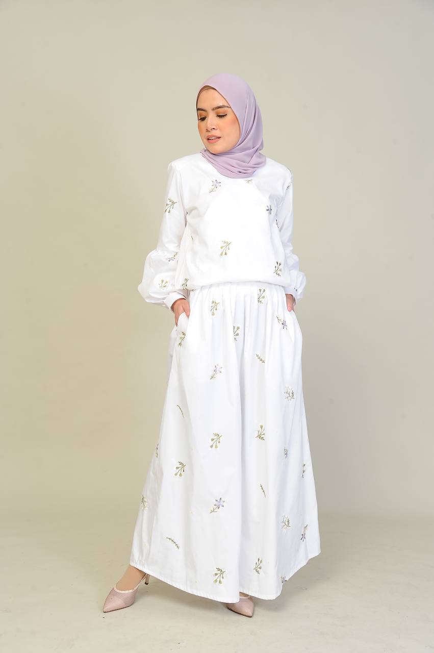 white mom 3 (ADULT) ELENORE TOP & SKIRT -WHITE - Image 3