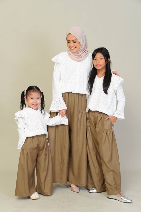 (KIDS) EMILY TOP & PANTS -WHITE/BROWN
