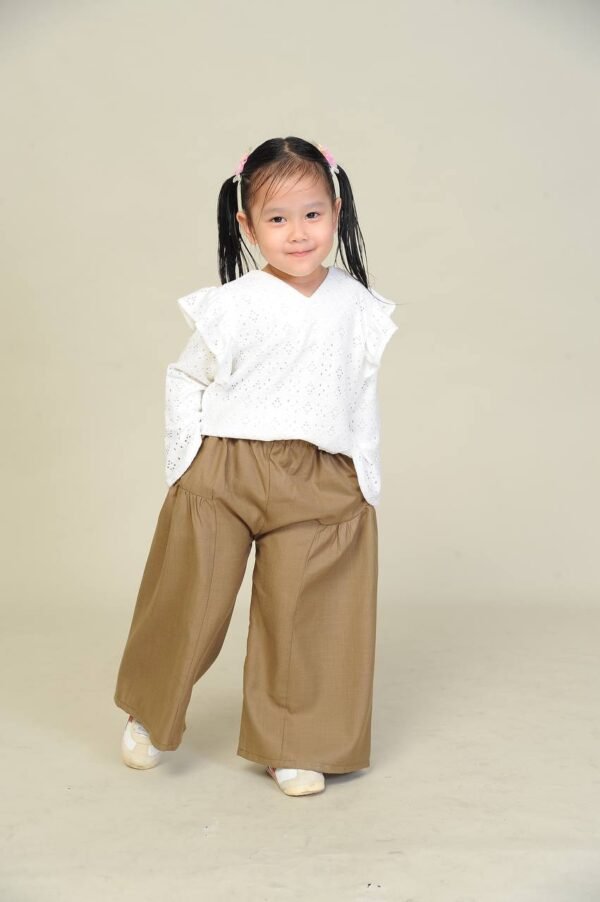 (KIDS) EMILY TOP & PANTS -WHITE/BROWN