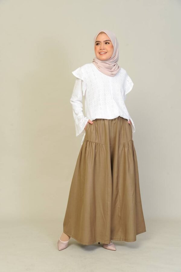 (ADULT) EMILY TOP & PANTS -WHITE/BROWN