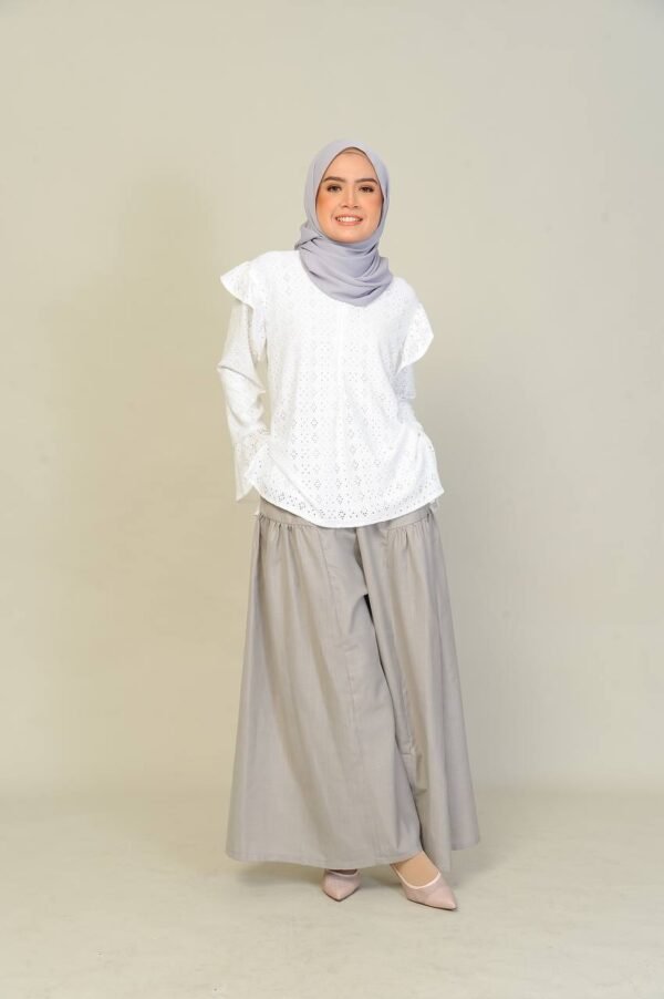 (ADULT) EMILY TOP & PANTS -WHITE/GREY