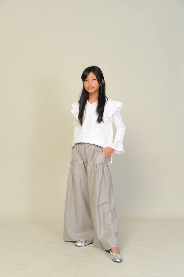 (KIDS) EMILY TOP & PANTS -WHITE/GREY