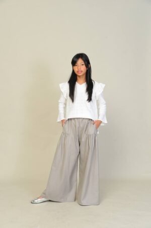 (KIDS) EMILY TOP & PANTS -WHITE/GREY