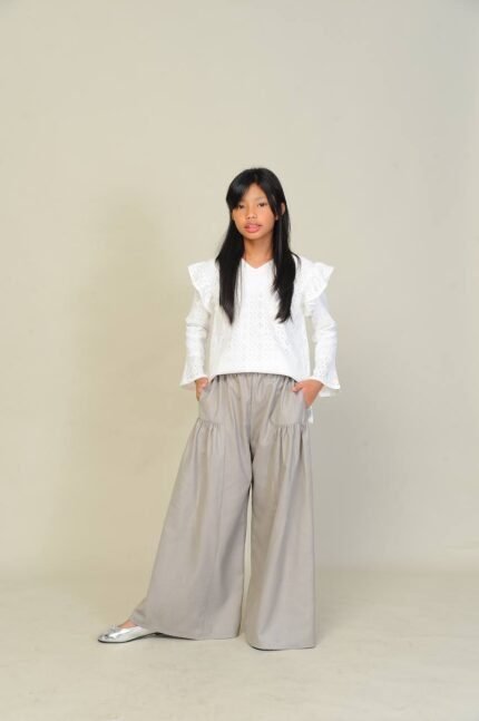 (KIDS) EMILY TOP & PANTS -WHITE/GREY