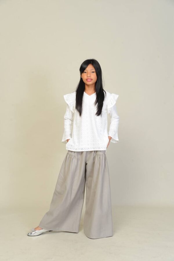 (KIDS) EMILY TOP & PANTS -WHITE/GREY