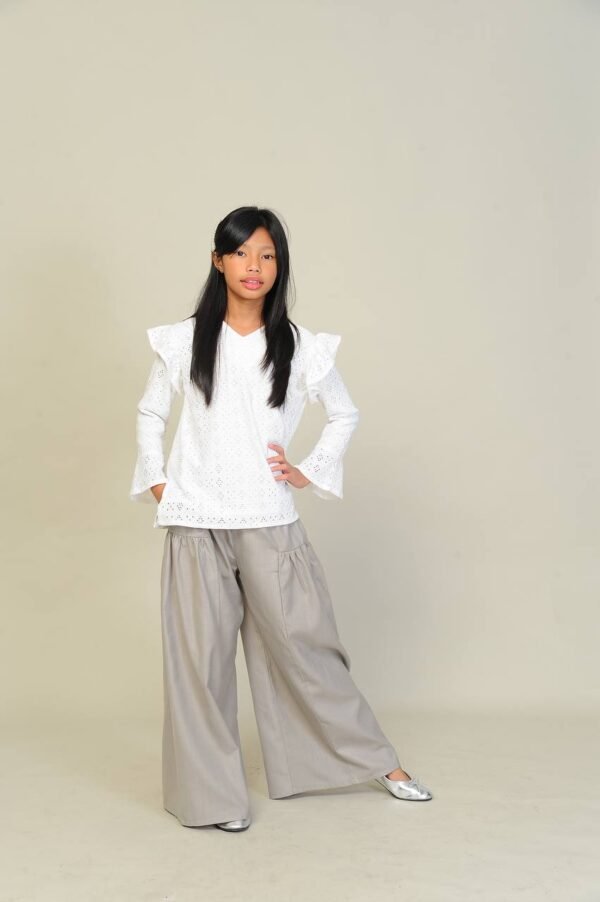 (KIDS) EMILY TOP & PANTS -WHITE/GREY