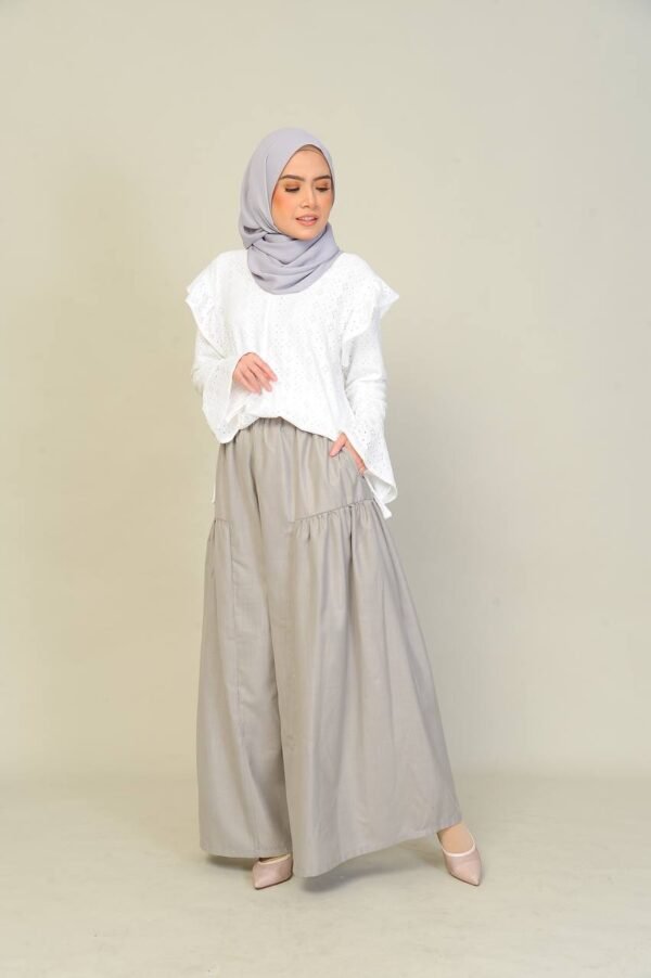 (ADULT) EMILY TOP & PANTS -WHITE/GREY