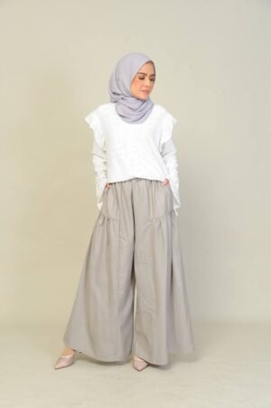 (ADULT) EMILY TOP & PANTS -WHITE/GREY