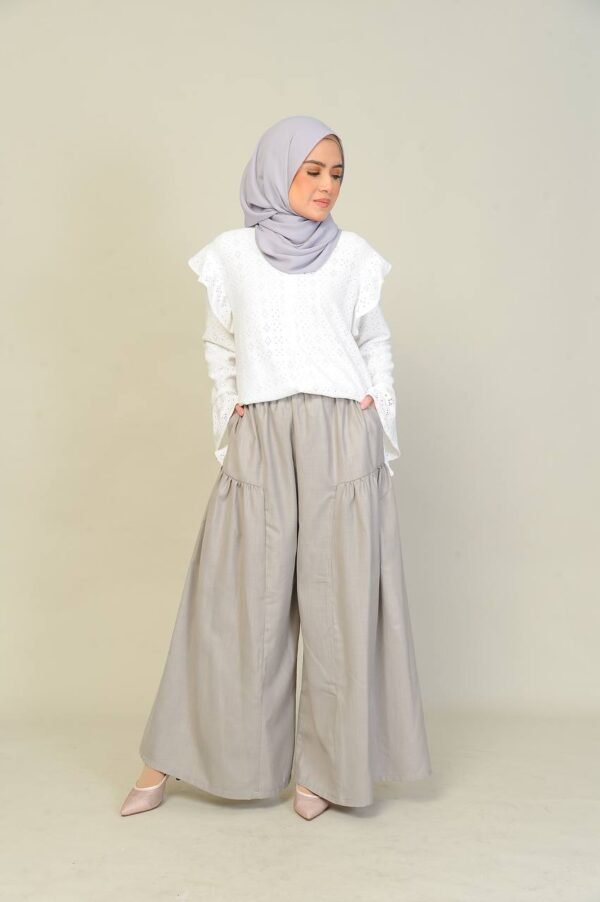(ADULT) EMILY TOP & PANTS -WHITE/GREY