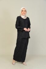 (ADULT) ANGGUN EMBROIDERED KURUNG -BLACK