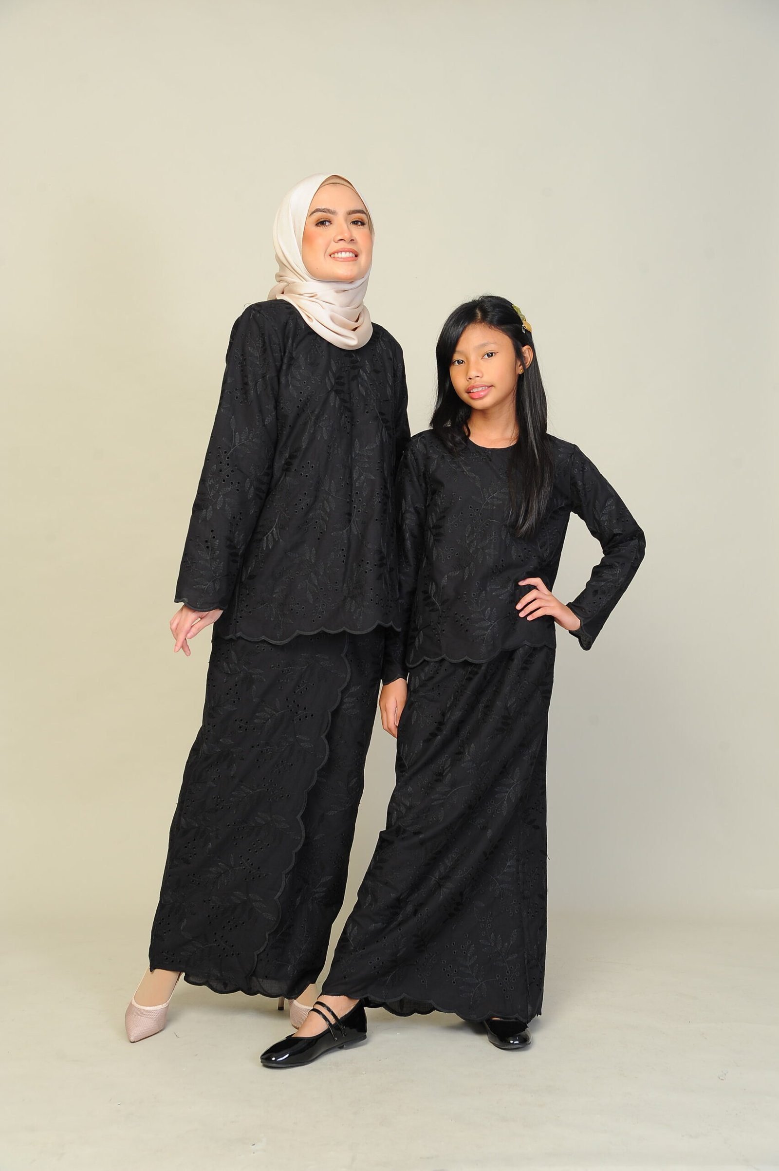 black pair 2 (ADULT) ANGGUN EMBROIDERED KURUNG -BLACK - Image 5