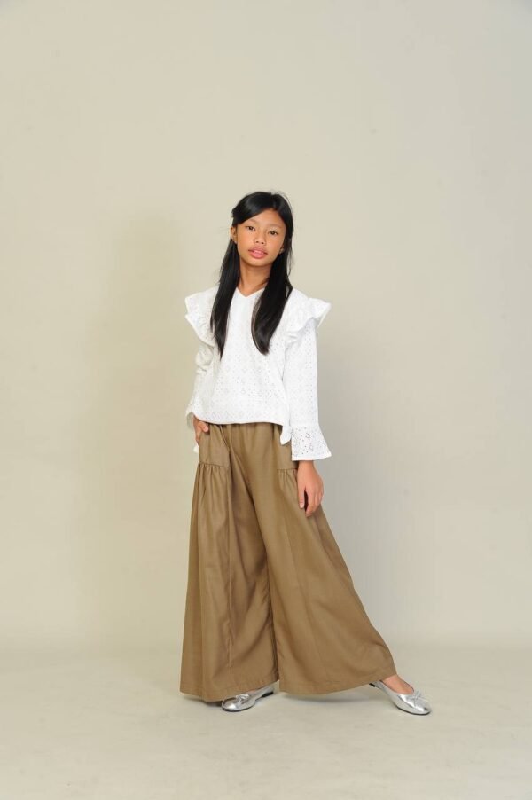 (KIDS) EMILY TOP & PANTS -WHITE/BROWN