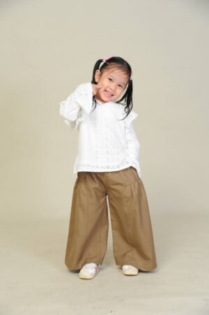 (KIDS) EMILY TOP & PANTS -WHITE/BROWN