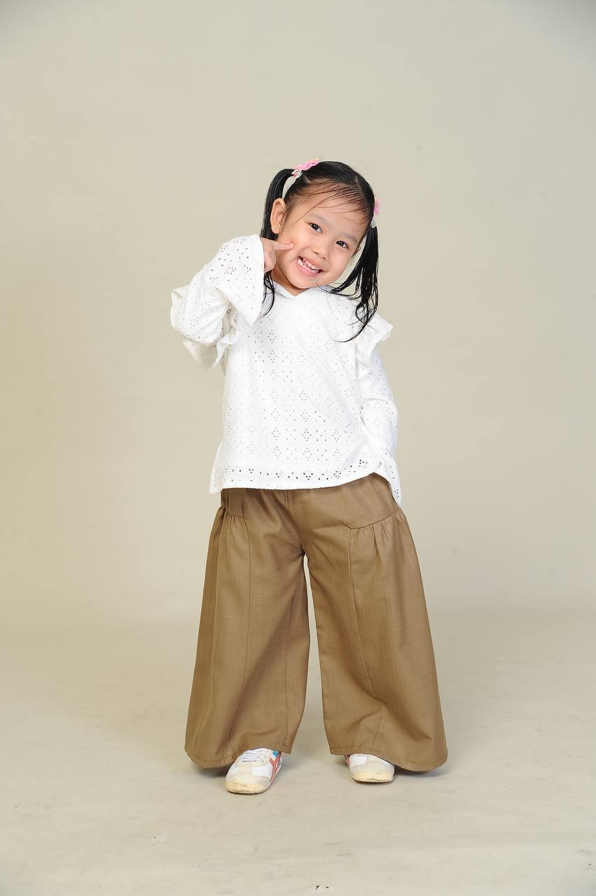 brown kids 3 (KIDS) EMILY TOP & PANTS -WHITE/BROWN - Image 1