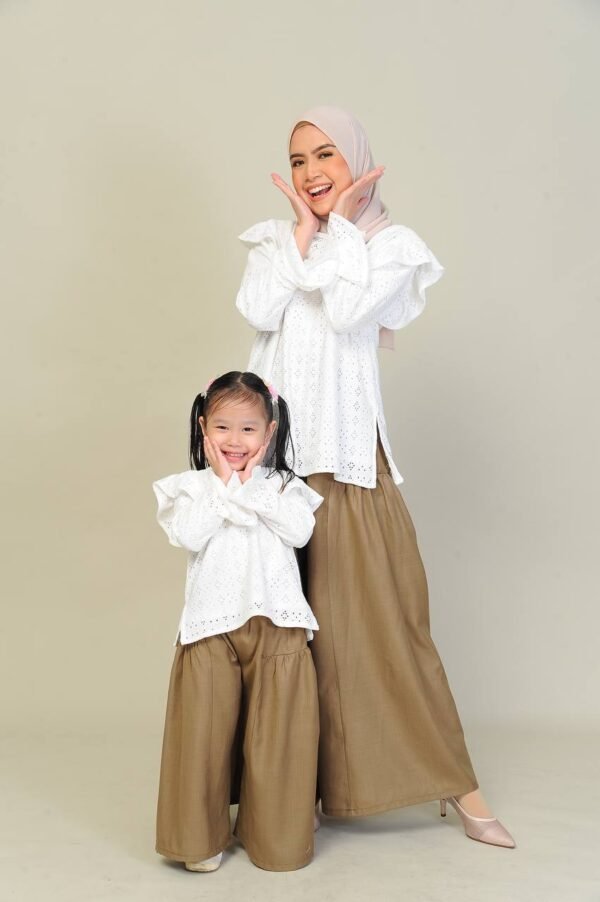 (KIDS) EMILY TOP & PANTS -WHITE/BROWN