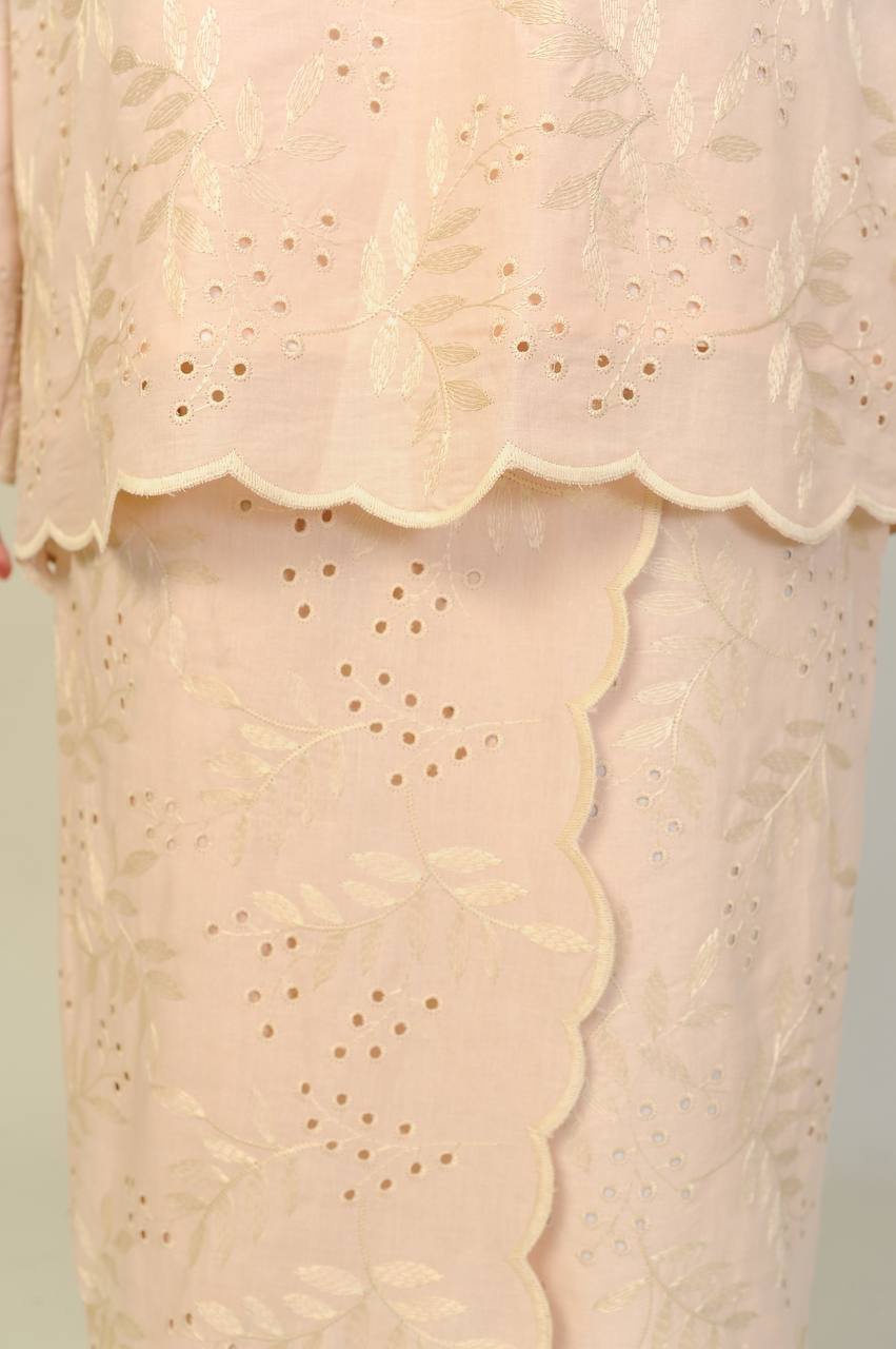 nude closeup (ADULT) ANGGUN EMBROIDERED KURUNG -NUDE - Image 4