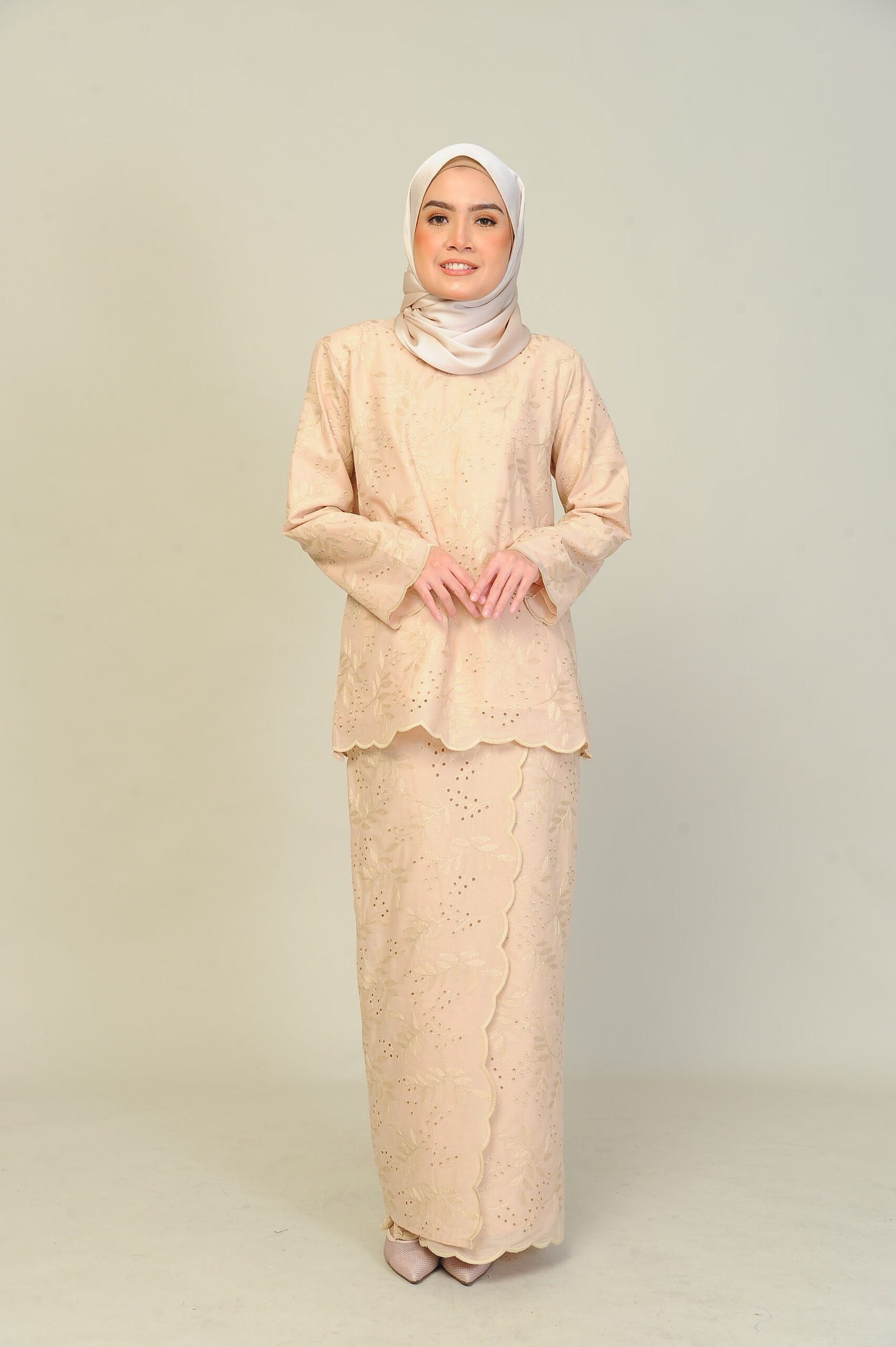 nude mom (ADULT) ANGGUN EMBROIDERED KURUNG -NUDE - Image 1