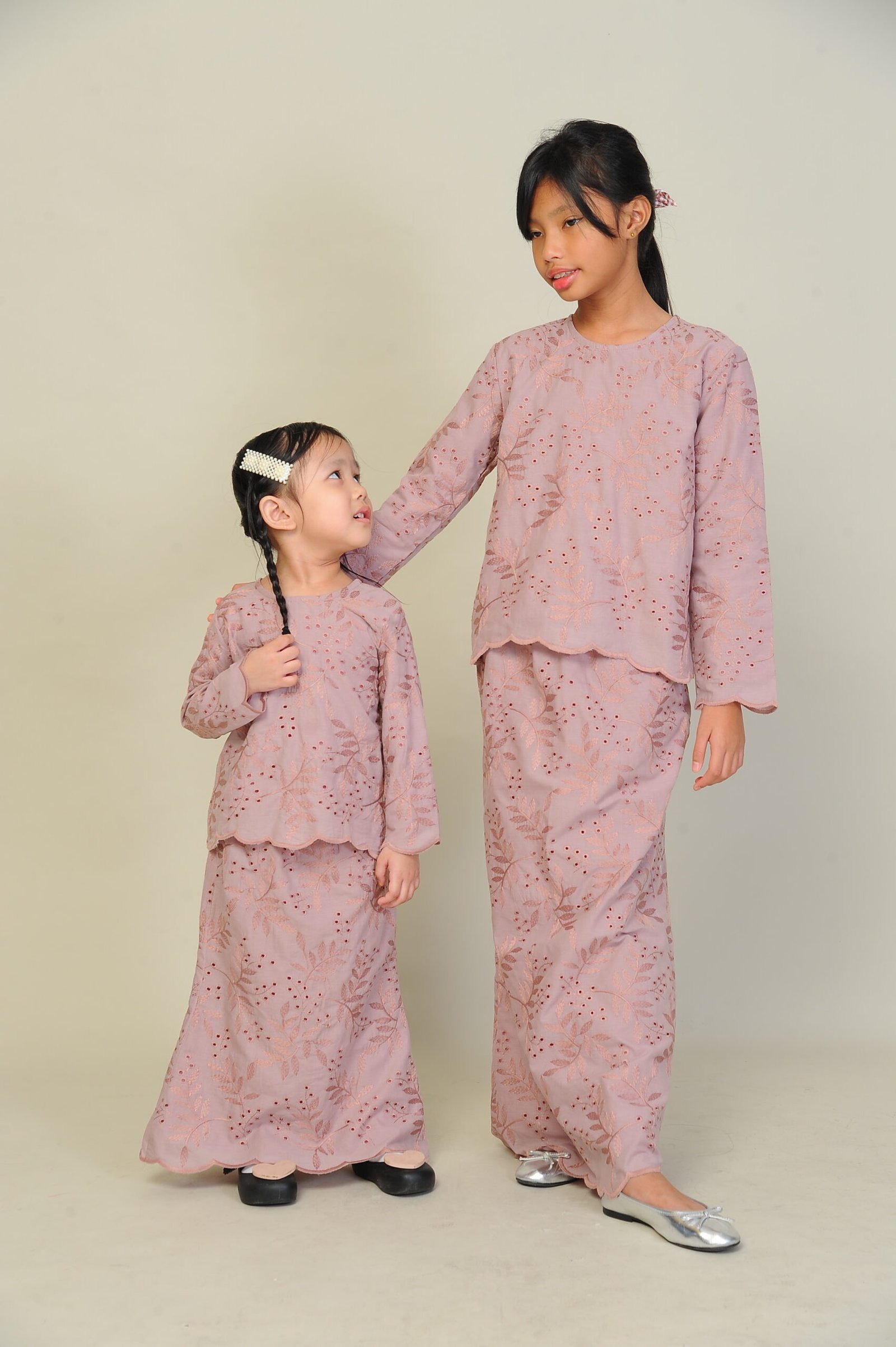 purp kids 3 (KIDS) ANGGUN EMBROIDERED KURUNG -DUSTY PINK - Image 6
