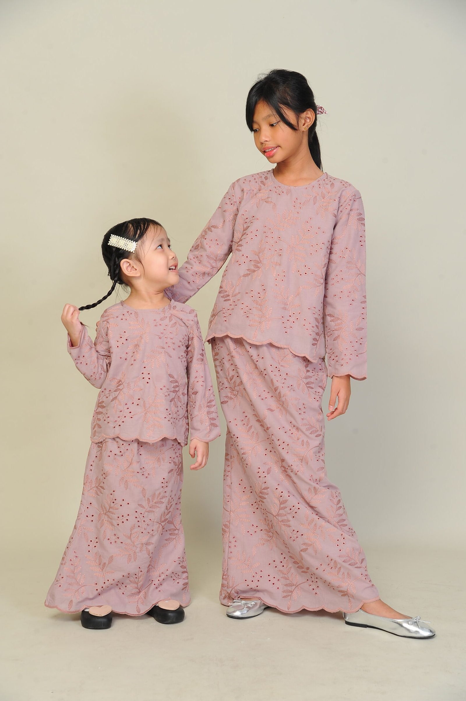 purp kids 4 (KIDS) ANGGUN EMBROIDERED KURUNG -DUSTY PINK - Image 5