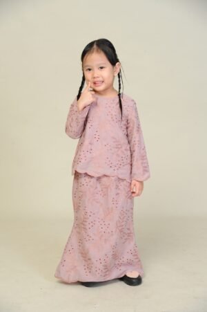 (KIDS) ANGGUN EMBROIDERED KURUNG -DUSTY PINK