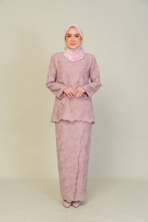(ADULT) ANGGUN EMBROIDERED KURUNG -DUSTY PINK