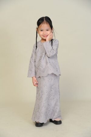 (KIDS) ANGGUN EMBROIDERED KURUNG -GREY