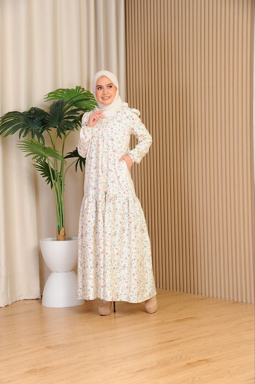 cream mom (ADULT) ELLIE DRESS -CREAM FLORAL - Image 2