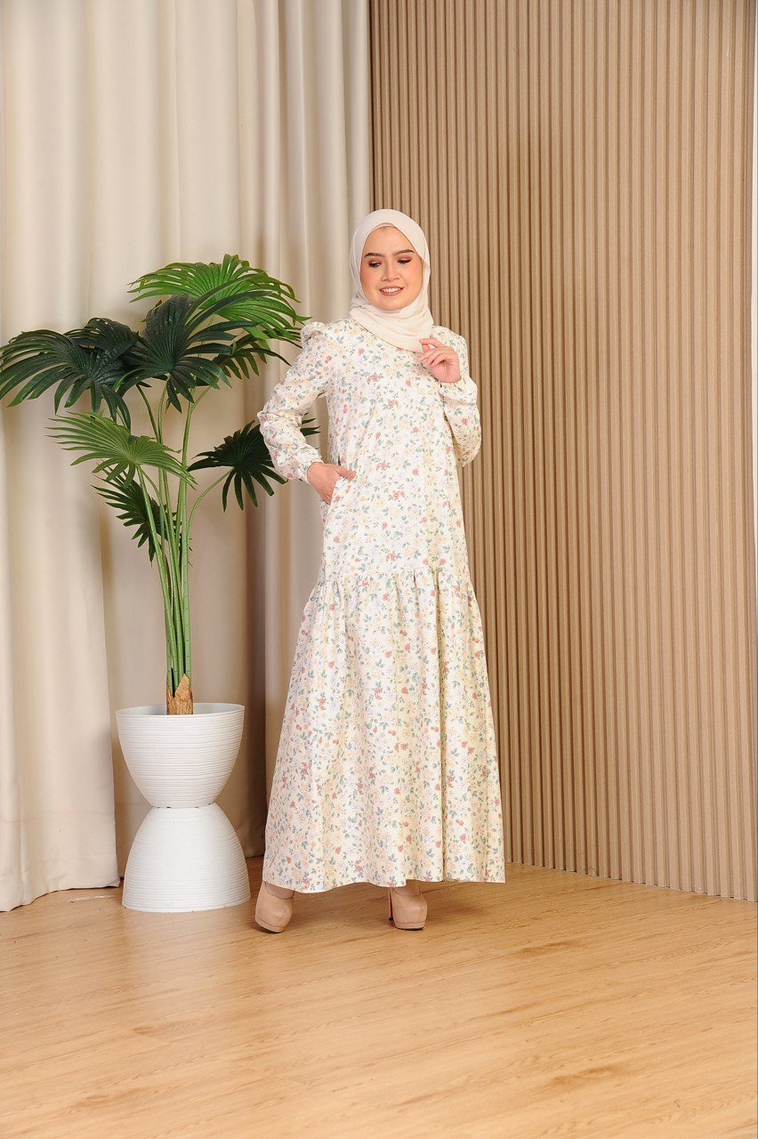 cream mom 3 (ADULT) ELLIE DRESS -CREAM FLORAL - Image 1