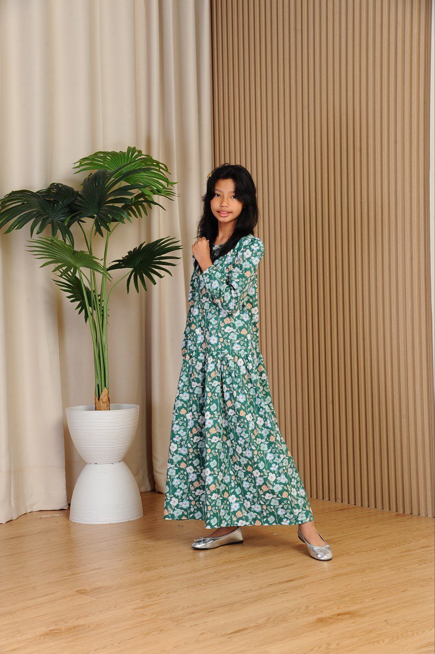 green kids 3 (KIDS) ELLIE DRESS -GREEN - Image 2