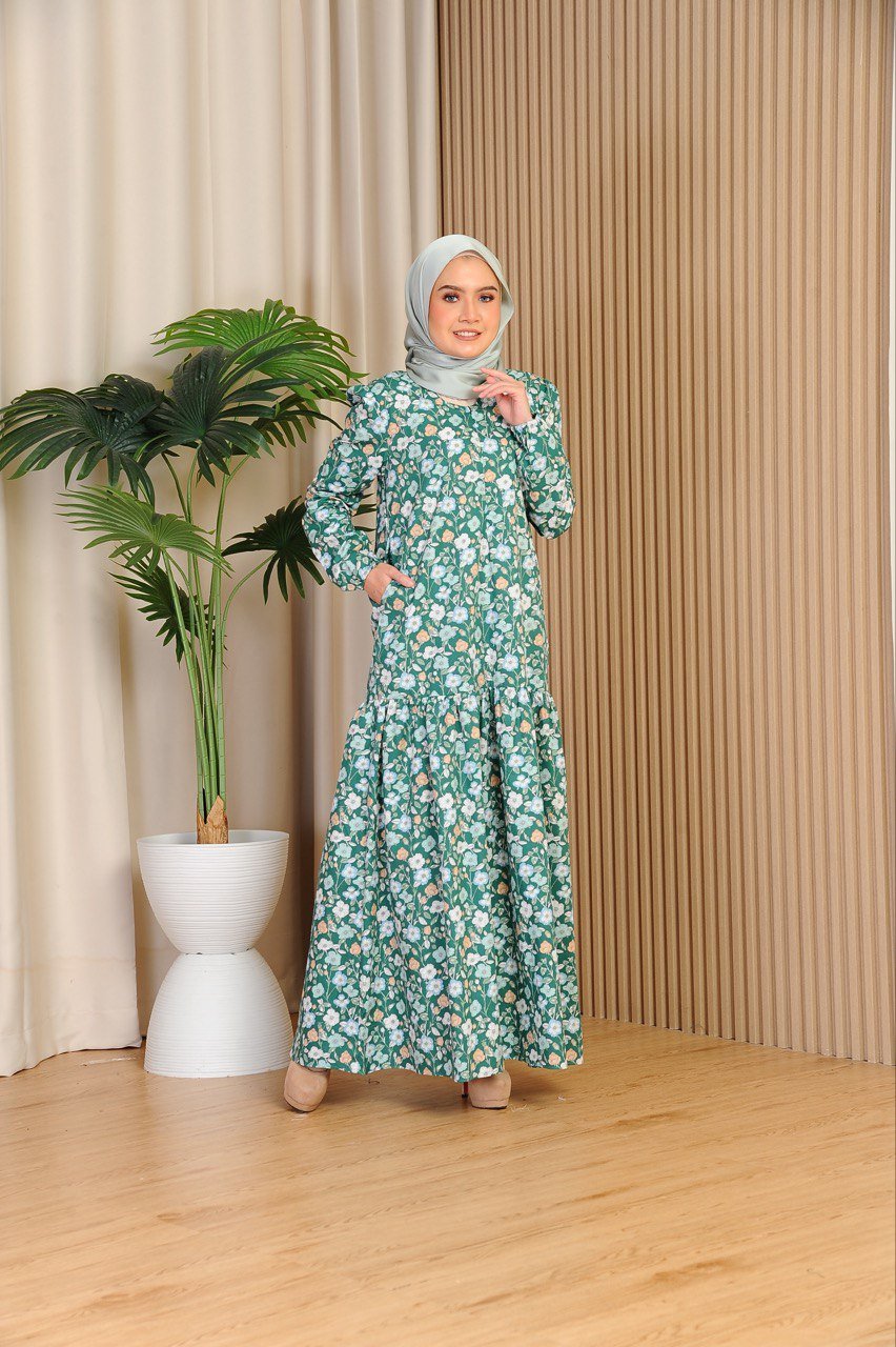 green mom 3 (ADULT) ELLIE DRESS -GREEN - Image 3