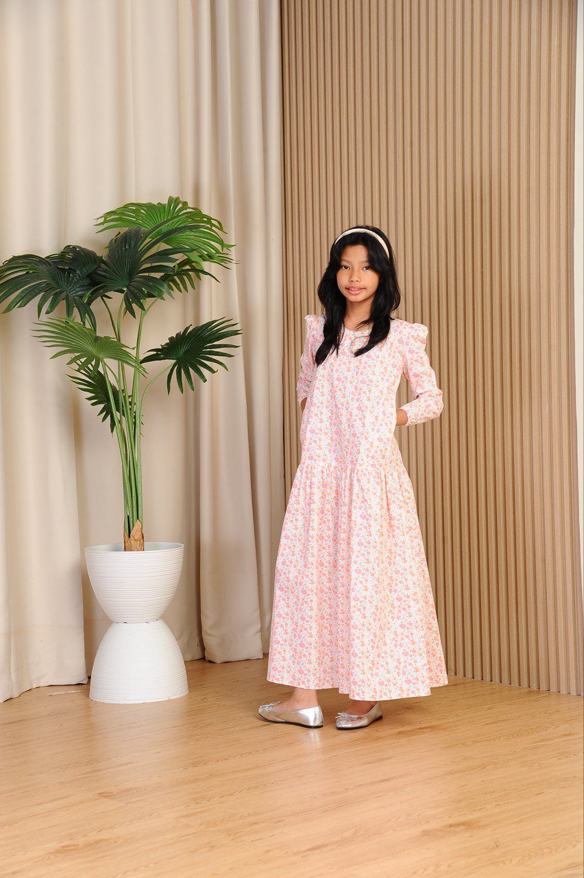 pink kids 2 (KIDS) ELLIE DRESS -PINK FLORAL - Image 3