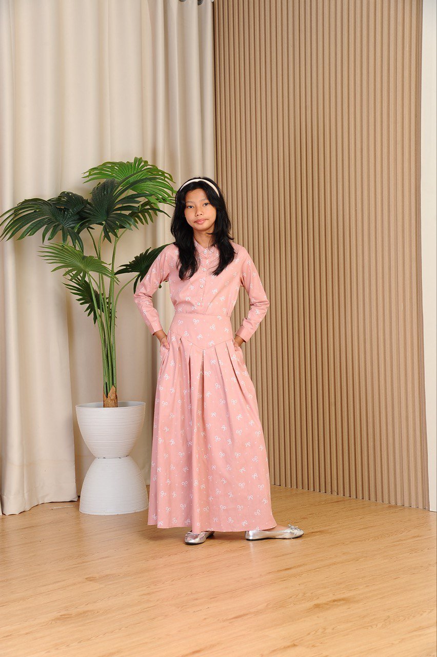 pink kids 2 (KIDS) ALANA COQUETTE TOP & SKIRT -PINK - Image 2