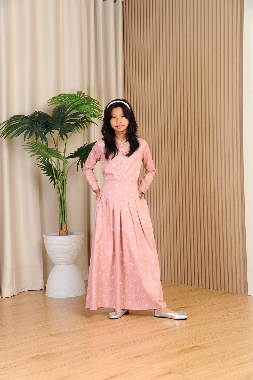 pink kids 4 (KIDS) ALANA COQUETTE TOP & SKIRT -PINK - Image 1