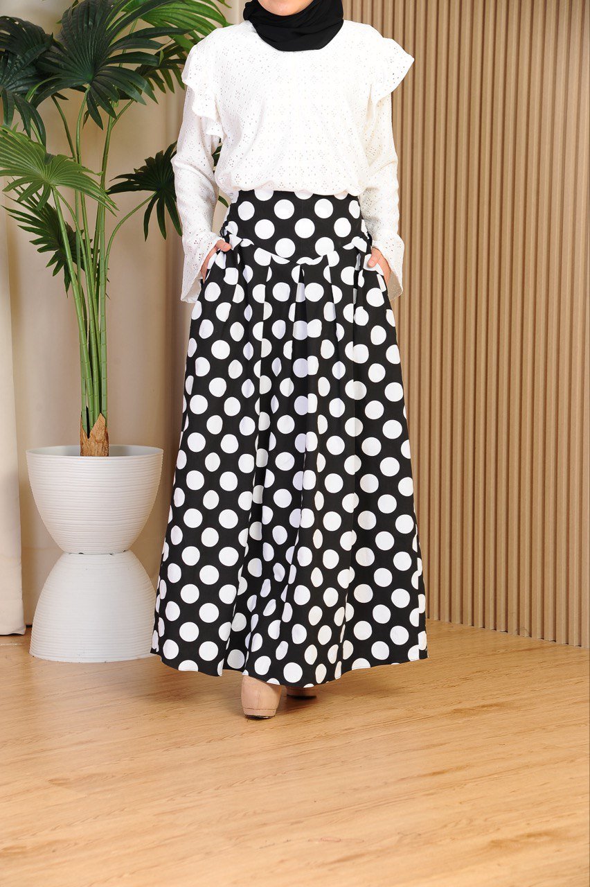 black mom (ADULT) ELINDA POLKA SKIRT -BLACK - Image 1