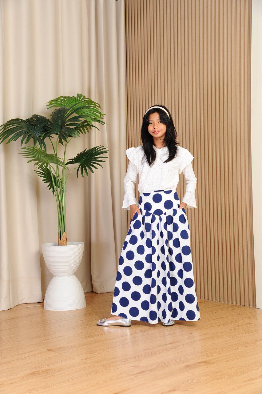 blue kids (KIDS) ELINDA POLKA SKIRT -BLUE - Image 3