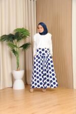 (ADULT) ELINDA POLKA TOP & SKIRT -BLUE - Image 3