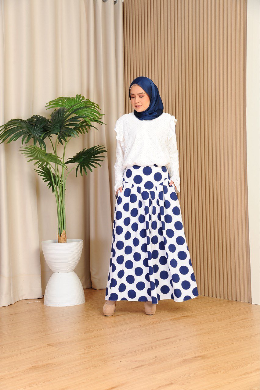 blue mom 2 (ADULT) ELINDA POLKA TOP & SKIRT -BLUE - Image 3