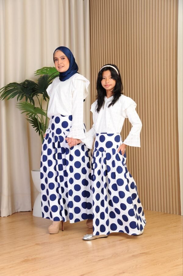 (ADULT) ELINDA POLKA TOP & SKIRT -BLUE