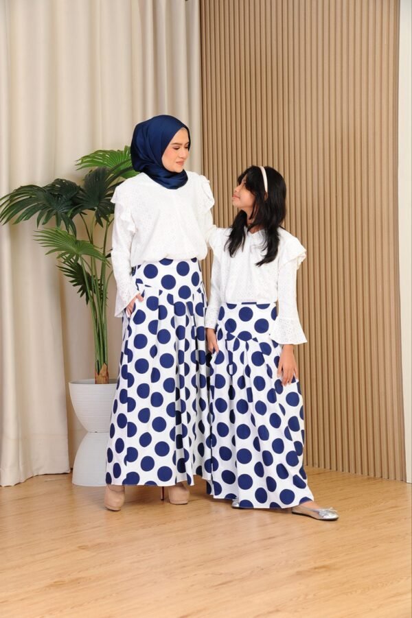 (ADULT) ELINDA POLKA TOP & SKIRT -BLUE
