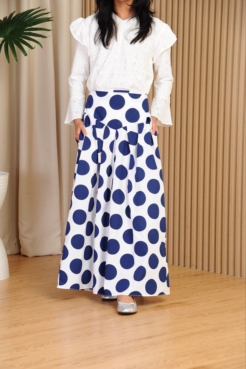 blue skirt kids (KIDS) ELINDA POLKA SKIRT -BLUE - Image 1