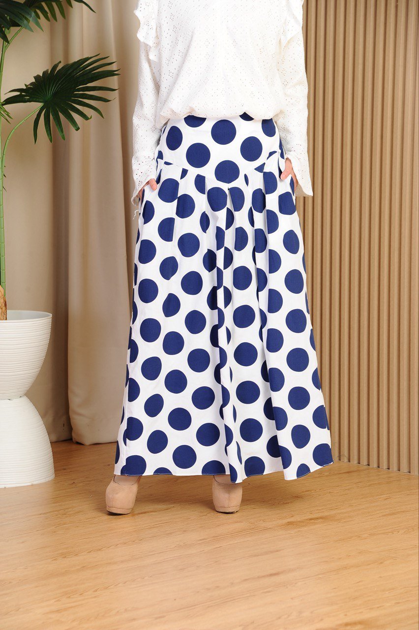 blue skirt mom (ADULT) ELINDA POLKA SKIRT -BLUE - Image 1