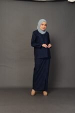 (ADULT) ANGGUN EMBROIDERED KURUNG -DARK NAVY