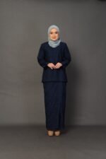 (ADULT) ANGGUN EMBROIDERED KURUNG -DARK NAVY