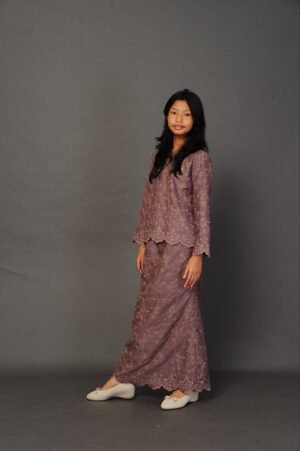 (KIDS) ANGGUN EMBROIDERED KURUNG -DUSTY PURPLE
