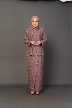 (ADULT) ANGGUN EMBROIDERED KURUNG -DUSTY PURPLE
