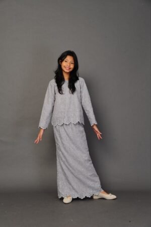 (KIDS) ANGGUN EMBROIDERED KURUNG -GREY