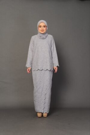 (ADULT) ANGGUN EMBROIDERED KURUNG -GREY