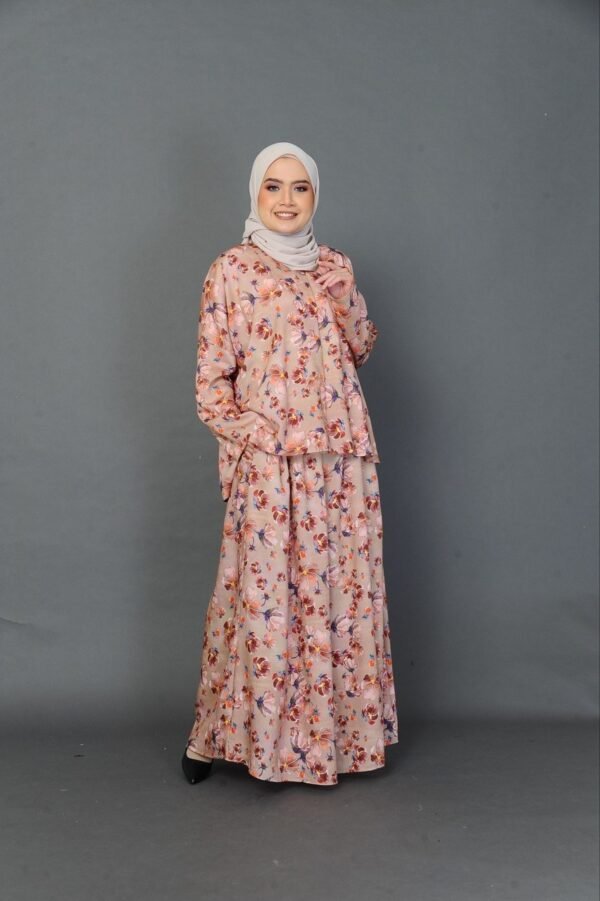 (ADULT) NELLY TOP & SKIRT -SANDY BROWN BLOOM