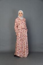 (ADULT) NELLY TOP & SKIRT -SANDY BROWN BLOOM
